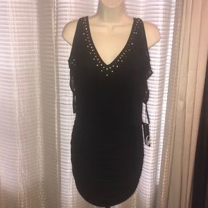 NiNe West NWT Black Dress w/Gold Bead Detail Sz 2
